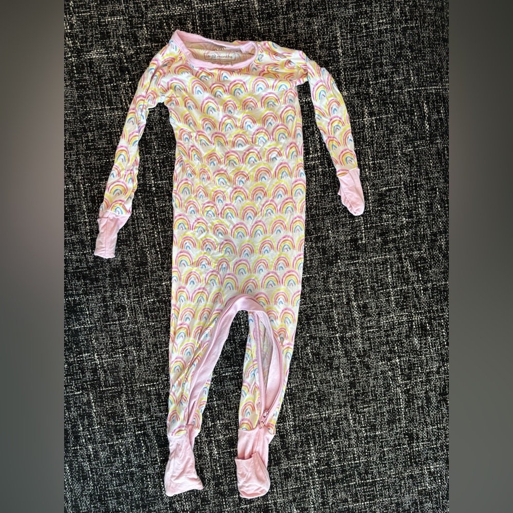 Little Sleepies rainbow crescent zip footie
